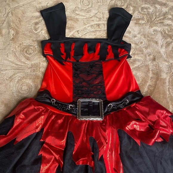 Girl Devil Costume Dress Only Size 7-8 Years - Picture 2 of 16